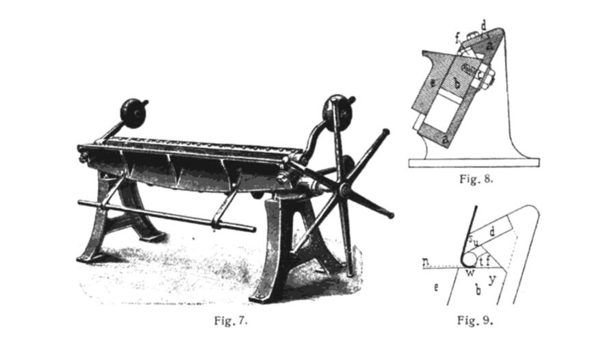 Handbetriebene Schwenkbiegemaschine, Ende des 19. Jahrhunderts