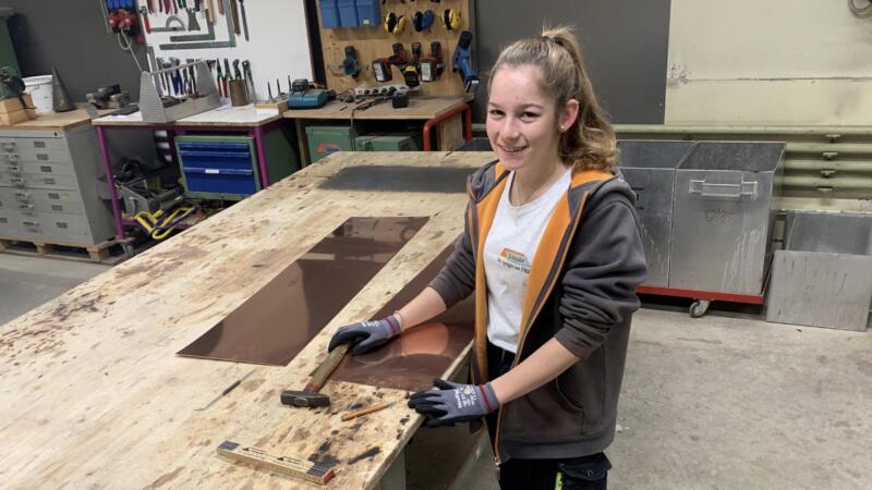 Young tinsmith in the workshop, Spenglerei Schnyder AG